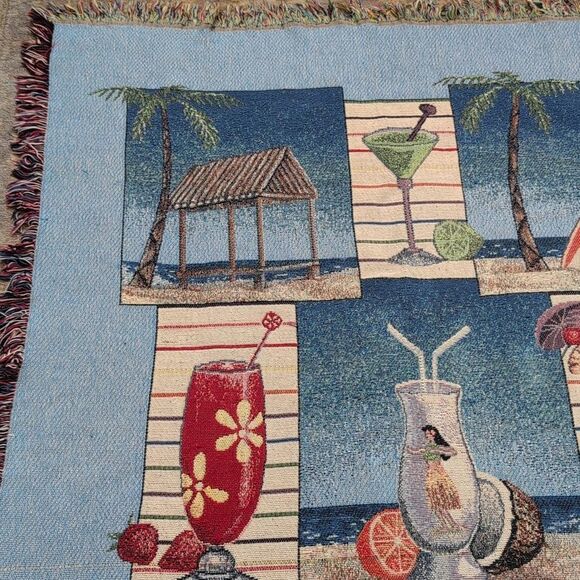 Tropical Beach Scene Tapestry Throw Blanket Coastal - Picture 3 of 10